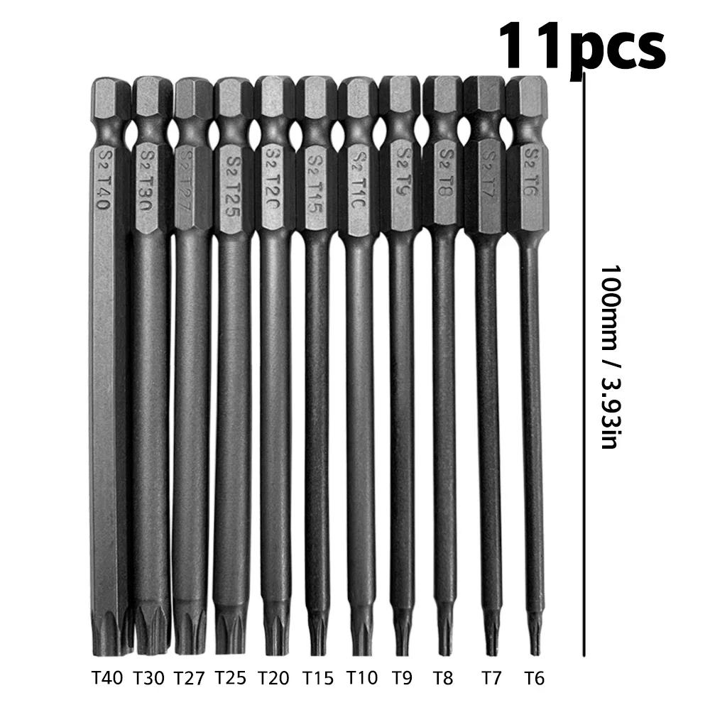 Car Tool Torx Security Head Screwdriver Drill Set Magnetic Extension Adapter Star Hex Spline Bit for Car Electric Drill 11/12pcs