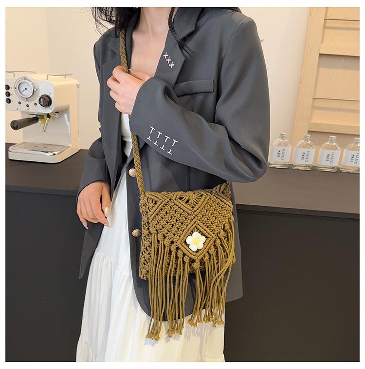 Богемная бахрома плетеная сумка женская 2024 новая интернет знаменитость сумка через — фото 5