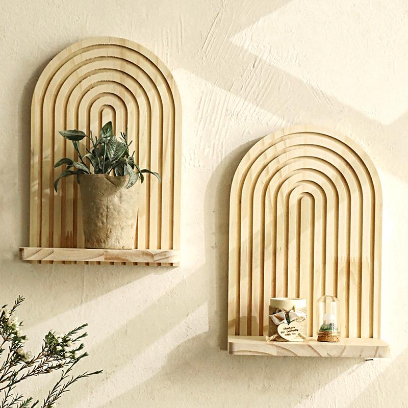 29.5cm*19.5cm Crafts Ornaments Natural Materials DIY Storage Rack Handmade Wall Hanging Decorative Wood Corridor Home Decoration