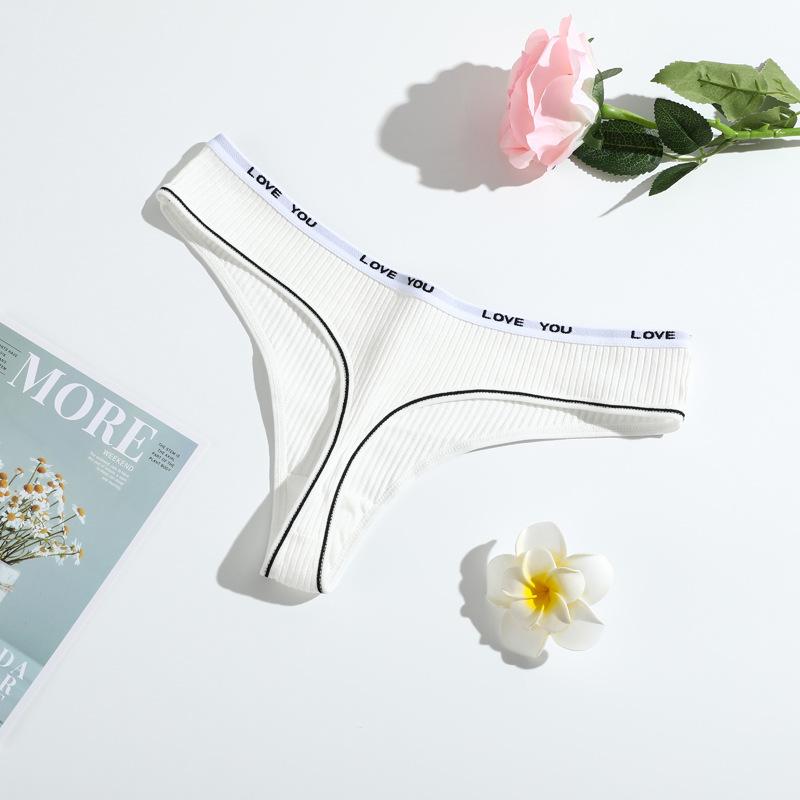 Thong Panties Girls Comfortable Belly Threaded Thong Women'S Low Waist Breathable Pure Cotton Thong