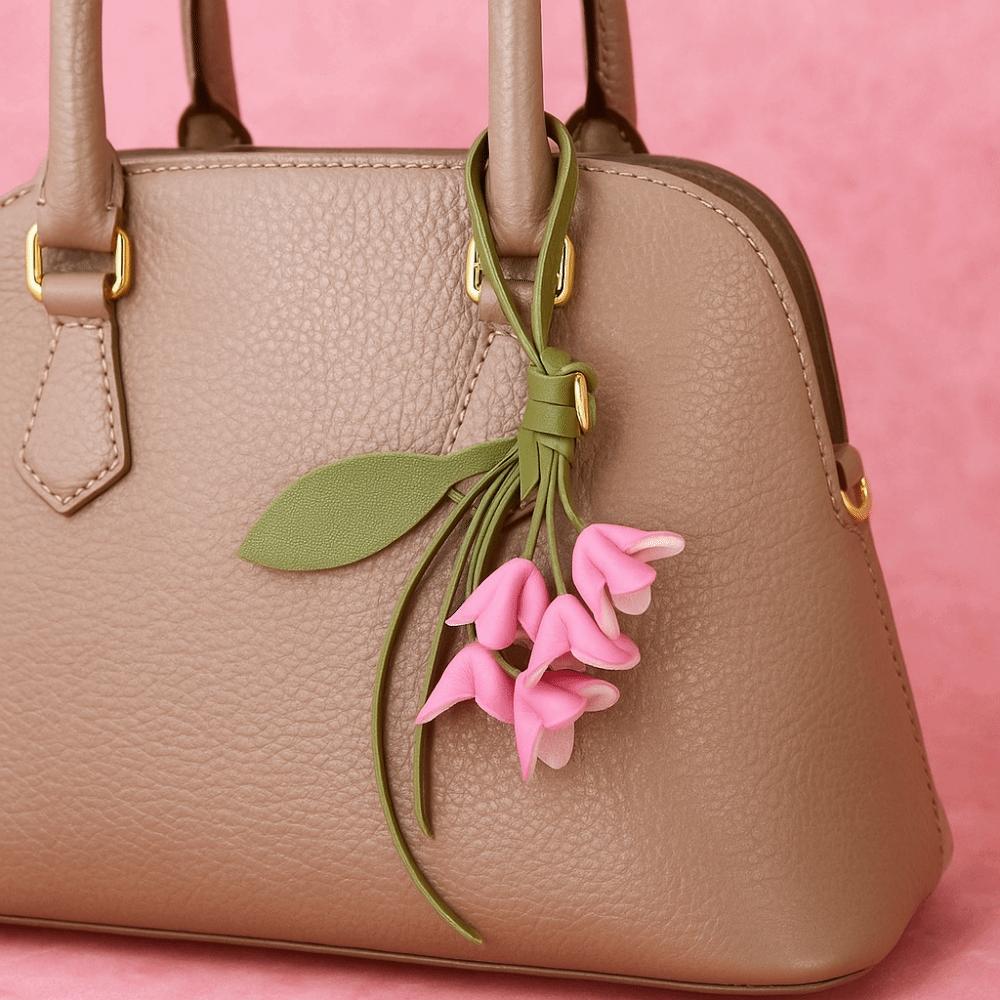 Fashion Pu Leather Pendant Keychains for Women Osmanthus Petal Creative Car Key Pendants Exquisite Bag Festival Birthday Gift