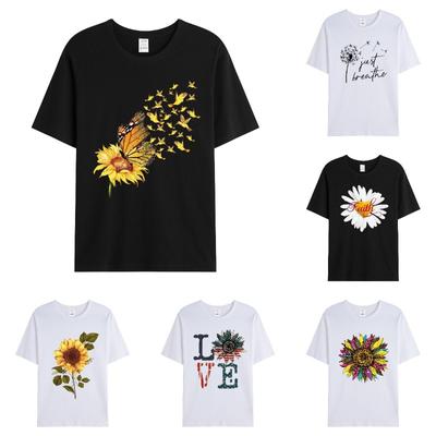 Unisex Shirt Large Series Printed Round Neck Hoodie Loose Cotton Short Sleeve T-Shirts Unisex