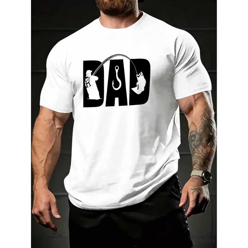 European Sizes Men's Fashion T-shirt Featuring a Creative "DAD" Fishing Logo Print On the Chest. Inspired by Fishing Culture