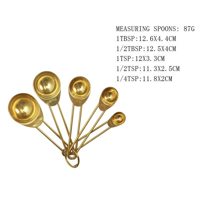 Baking tool copper-plated stainless steel measuring cup 4-piece set DIY baking measuring spoon spoon
