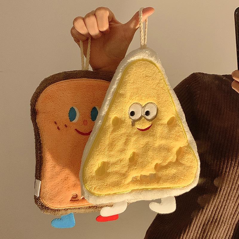 Coral Fleece Cartoon Cheese Hand Towel - Water Absorbent & Thick for Bathroom or Kitchen
