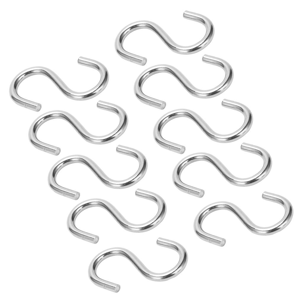 10 Stück S-Haken Tragbar 304 Edelstahl Metall Hängehalter Organizer für Schlüssel Handtuch M4