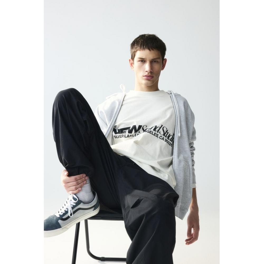 

Топ из джерси оверсайз с принтом HM, белый New Sound