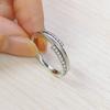 ZHOUYANG Ring For Women Simple Double Row AAA+ Cubic Zirconia White Gold Daily Finger Ring Gift Jewelry DZR019