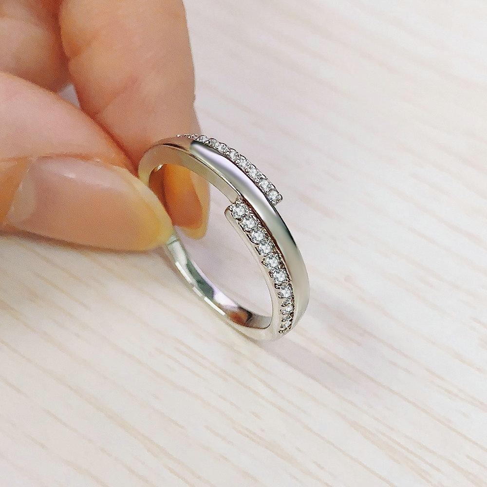 ZHOUYANG Ring For Women Simple Double Row AAA+ Cubic Zirconia White Gold Daily Finger Ring Gift Jewelry DZR019