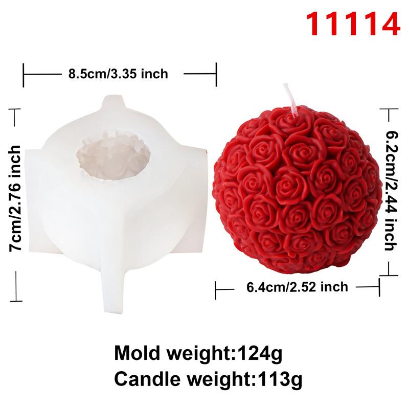3D Rose Flower Ball Candle Silicone Mold DIY Gypsum Aromatherapy Resin Soap Mould Valentine's Rose Column Gift Home Decor