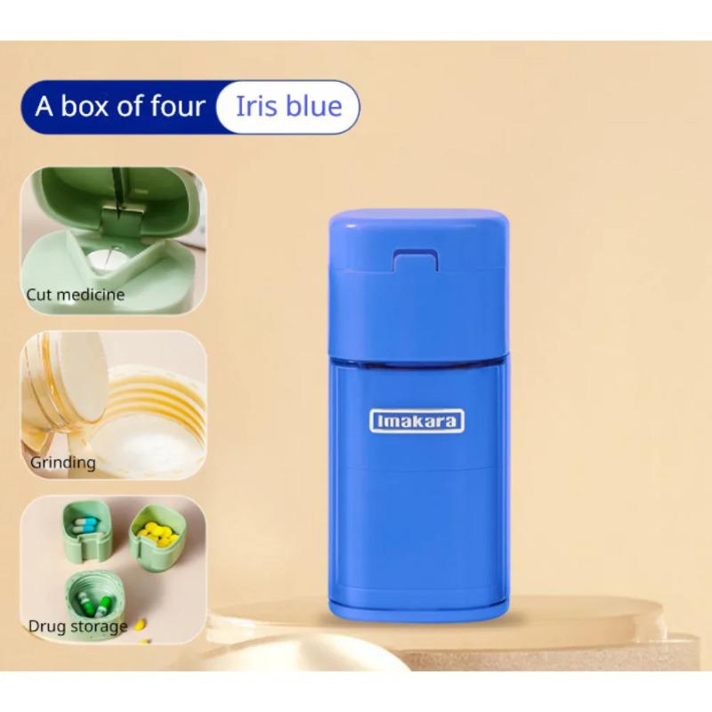 1PCS Creative Multi-functional Pill Box Portable Dispenser Home Mini Portable Pill Box 5-in-1 Manual Pill Grinder Storage Box