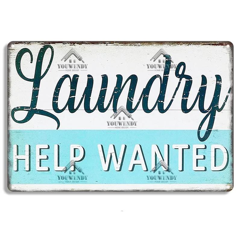 Laundry Sign Vintage Tin Sign, Metal Plaque, Retro Metal Sign, Wall Decor for Laundry Room
