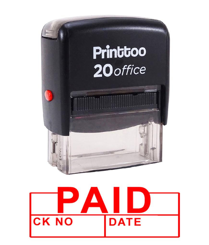 Printtoo PAID CK NO. WITH DATE Self Inking Rubber Stamp Office Stationary Custom