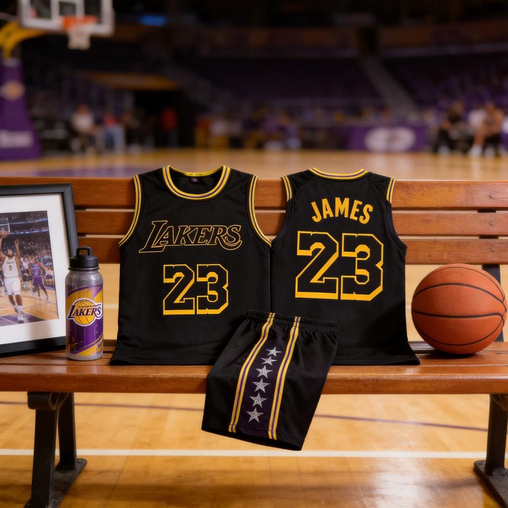 Lakers Lebron James 23 Kinder Basketbalshirt Polyester Mouwloos Sportkleding Voor Jongeren Spelen