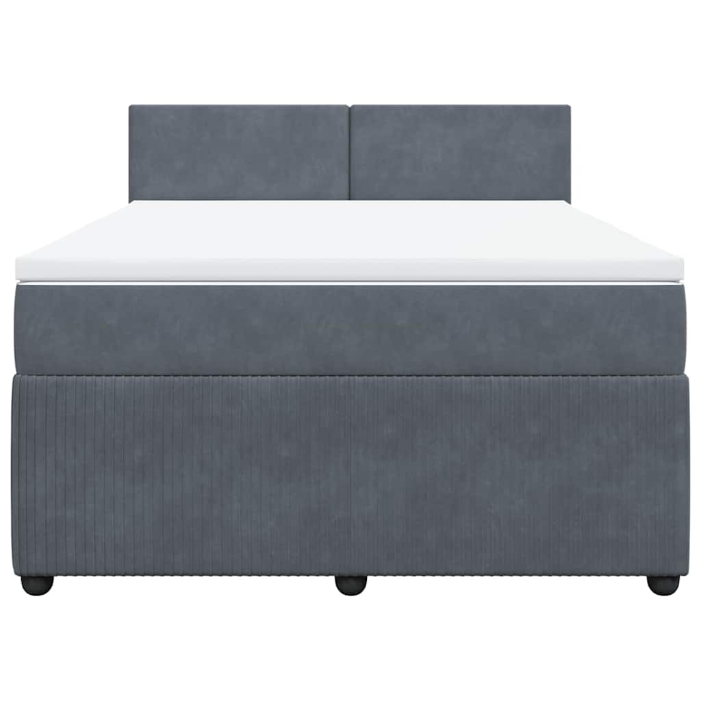 Vidaxl Letto Continentale Con Materasso, Grigio Scuro, 160X200Cm Velluto