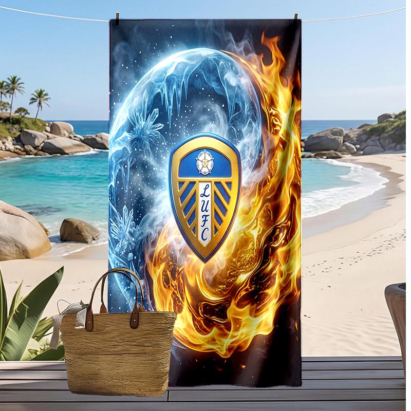 Leeds United Football Print Beach Towel, Large Soft Quick Dry Towel for Beach Camping Swimming