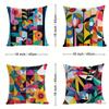 4pcs Linen Pillow Covers 45x45cm Abstract Geometric Floral Cushion Cases for Sofa Bed Decor Zipper Closure Modern Art Home