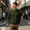 Men's Loose Fit Long Sleeve Crew Neck Sweatshirt Lightweight Fleece Pullover Casual Top for Everyday Wear