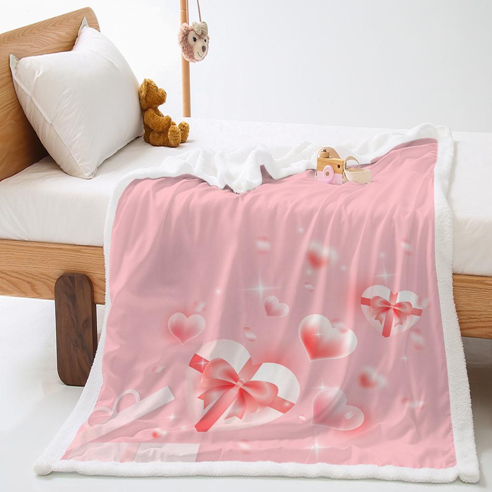 2D Digital Printing Valentine'S Day Thickened Lamb Wool Crystal Fleece Blanket Blanket