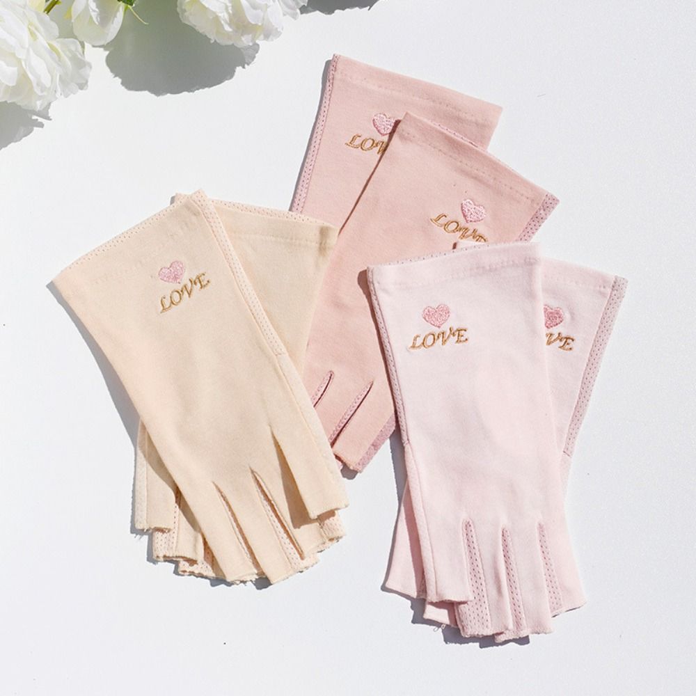 New Half Finger Sunscreen Gloves Breathable UV Protection Manicure Gloves Highly Elastic Riding Driving Gloves Summer