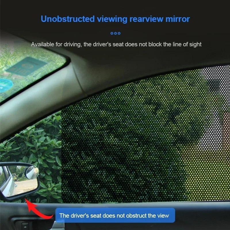 1/2Pcs DIY Fashion Car Sticker Sunshade Sunscreen Window Cover Black PVC Sunshade Side Window Cover with Small Hole 42x38cm