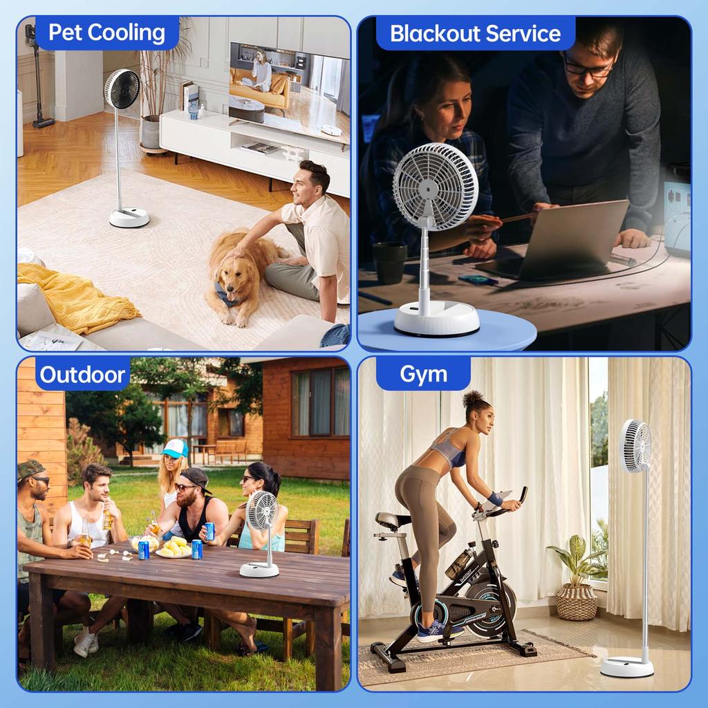 Desktop Remote Control Aluminum Alloy Folding Fan Portable Silent Vertical Strong Wind Power Long Endurance 7200mAh Outdoor Fan