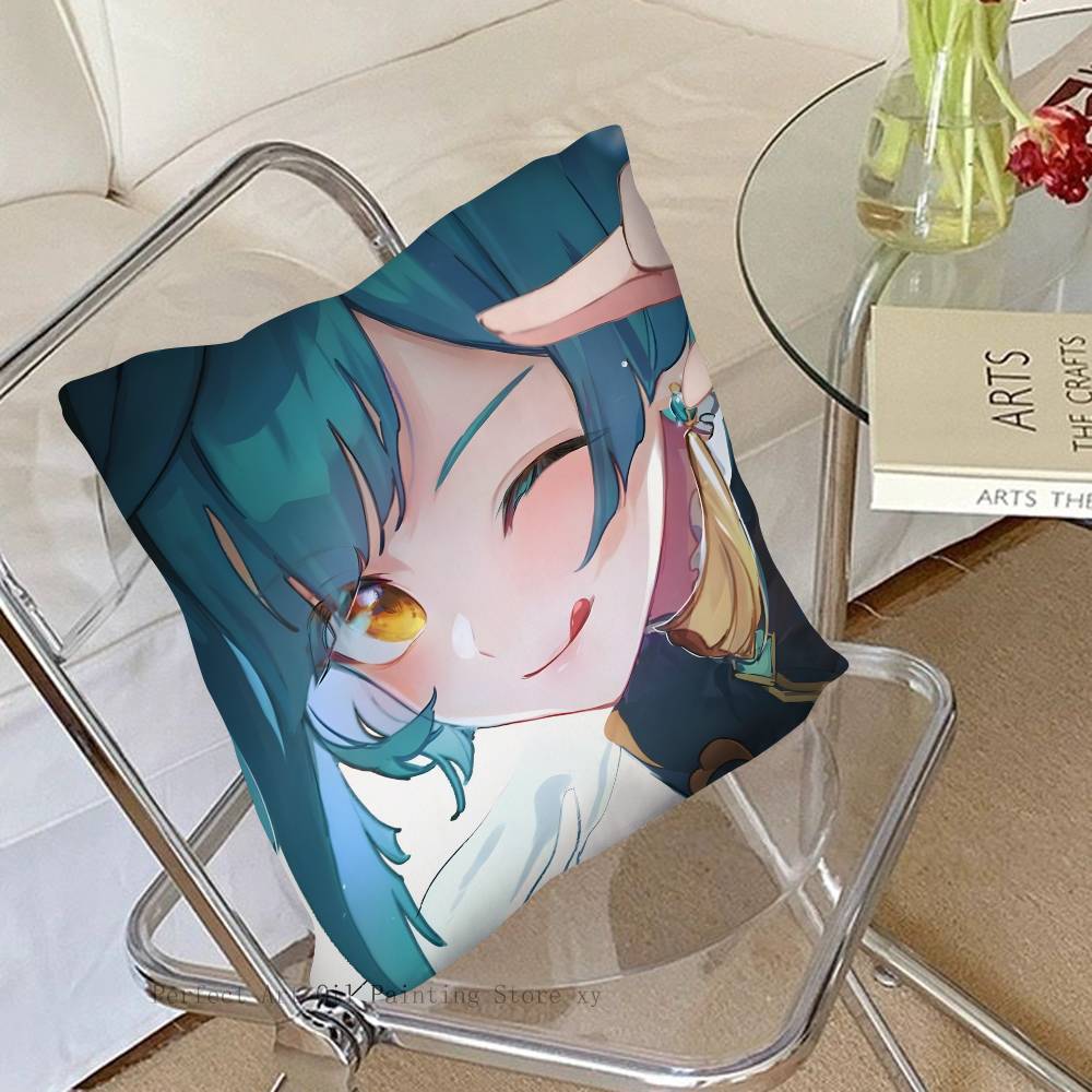 1pc Game Genshin Impact Xingqiu Anime Pillow Case Fashion Square Pillowcase Bedroom Sofa Room Ins Decoration Leisure