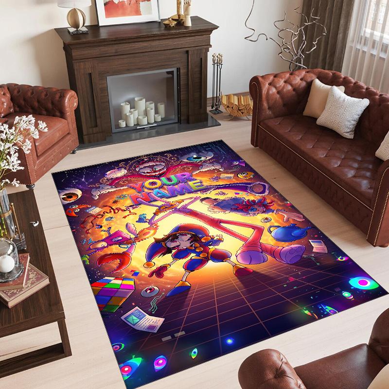 Personalized Crystal Velvet Carpet Custom Name Text,The Amazing Digital Circus Anti Slip Area Rug For Home Decoration