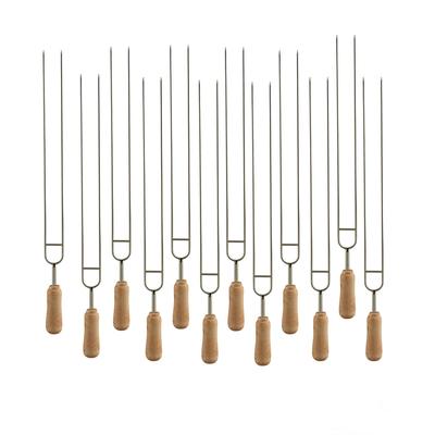IMEEA BBQ BBQ Stainless Grilling Iron Wooden Set of 12 Skewers, Skewers, Camping, Steel, Skewers, Skewers, Outdoor, Handle, 38cm,