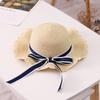 Family Beach Hat Natural Straw Woven Wide Brim Sun Protection Foldable Lightweight Summer
