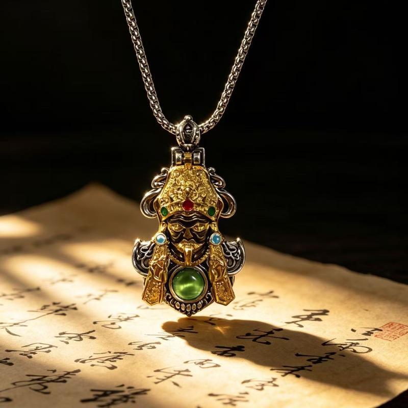 Collana Pendente Stile Cinese Vintage Benedizione Protettore Dharma Pendente Zhakiram Per Uomini Gioielli Fortuna Ricchezza Fascino Collana
