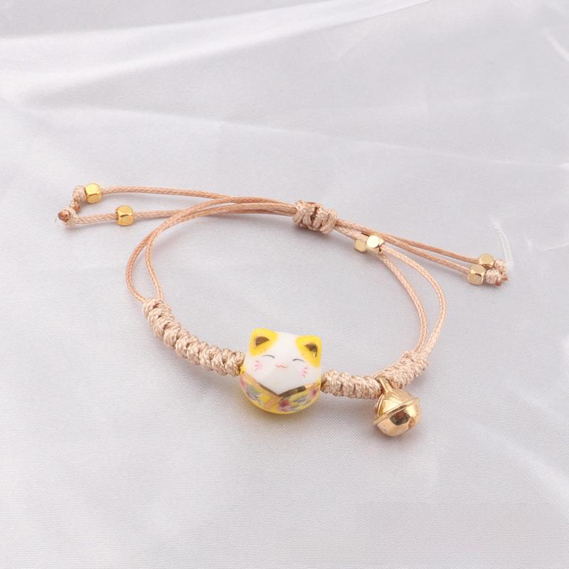 Lucky Cat Candy Color Braided Bracelet for Women