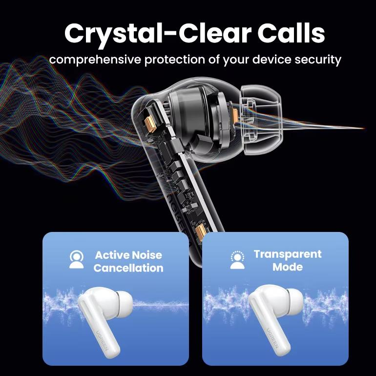 Ugreen HiTune T6s Bluetooth Ørepropper - 52dB Støyreduksjon In-Ear Design Kompatibel med Apple, Huawei, Xiaomi WS205