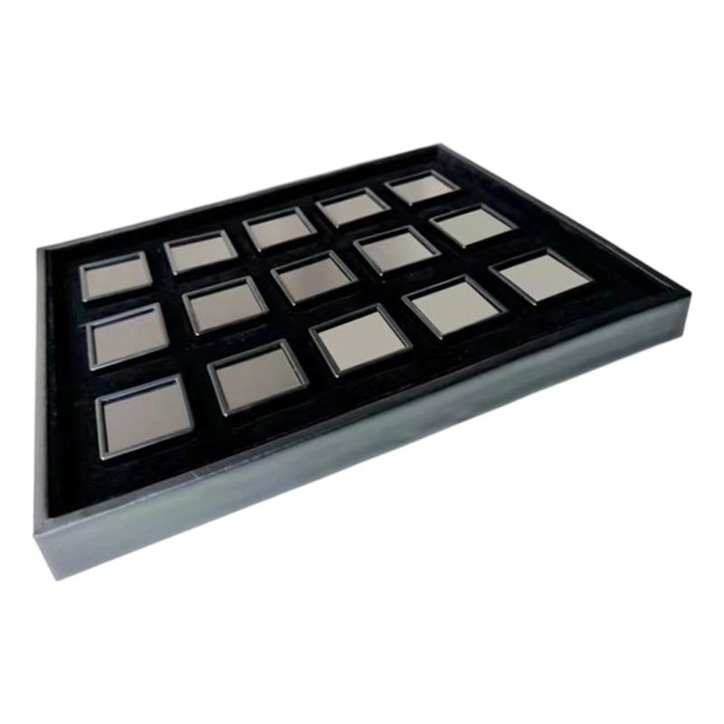 Velvets Lined Acrylic Jewelry Sample Case with 15 Square Slots Display Plate for Professional Gemstones Exhibition