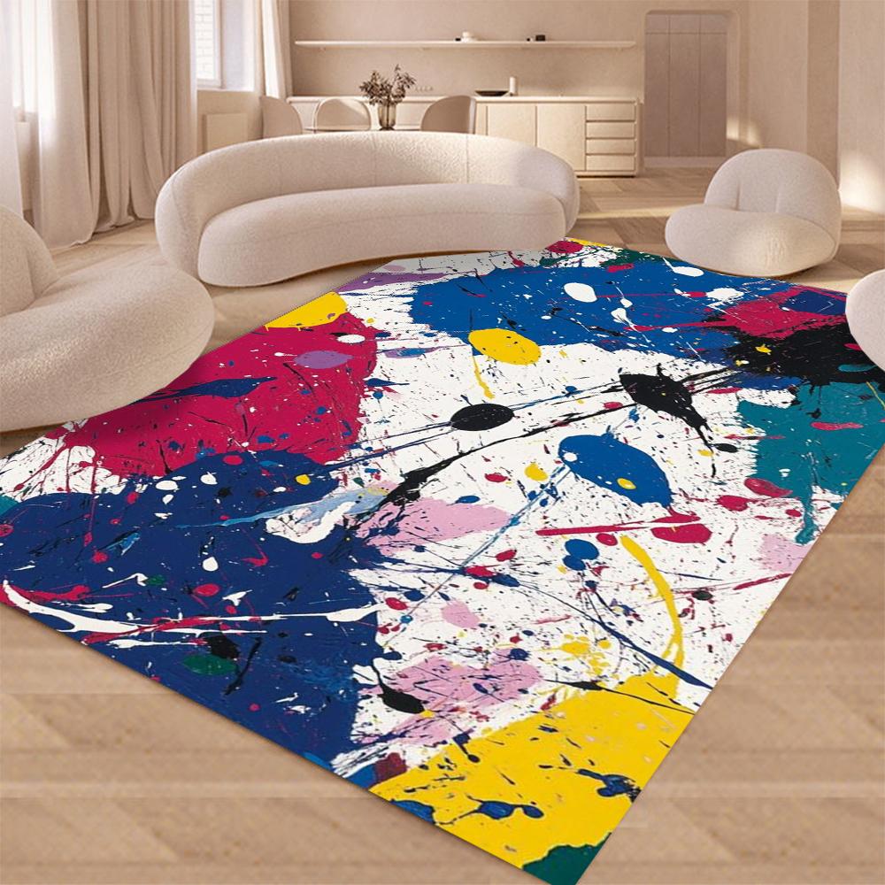 Modern Abstract Design Area Rug Non Shedding Soft Carpet for Living Room Bedroom Kitchen Doormat NonSlip Flannel Floor Mat