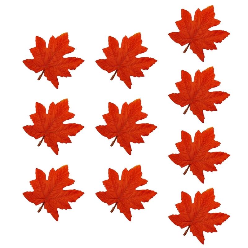 10PCS Bright Colored Faux Maple Leaf Models With Natural Texture For Home Decors And Seasonal Displays