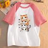 Kawaii Cat Kids Tshirts Summer Short Sleeve Tees Cartoon Animal Boys Girls Clothes Cute Kitten Tops Y2K Children T-shirt