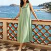 Women's Fashion Color Collar Sleeveless Pleated Dress