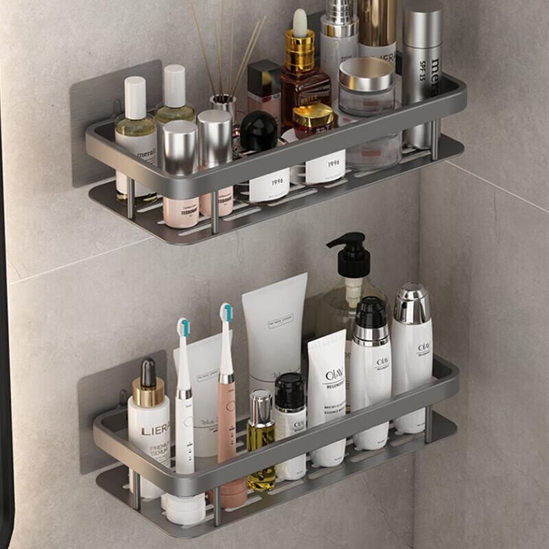 Xinpei Space Aluminum Bathroom Square Storage Rack, No Drilling Required, Wall-Mounted for Bathroom Vanity And Kitchen Storage
