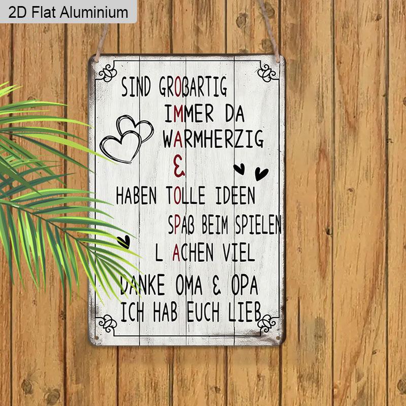 2D Flat 1pc Vintage German Aluminium Wall Art Sign 8x12 Aluminium Rustic Home Decor Heartwarming Family