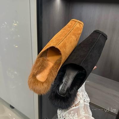 Mode Neuer Stil Beliebte Flache Pantoletten Schuhe Damen Eckige Zehen Pantolette Wildleder Sandale Damen Sommer Lässig Komfort Slides Slingback Flip Flops