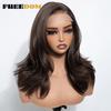 FREEDOM Synthetic Lace Front Wigs For Woman Layered Straight Wear and Go Glueless Wig 20" Ombre Brown Blonde 6x4 Pre Plucked Wig