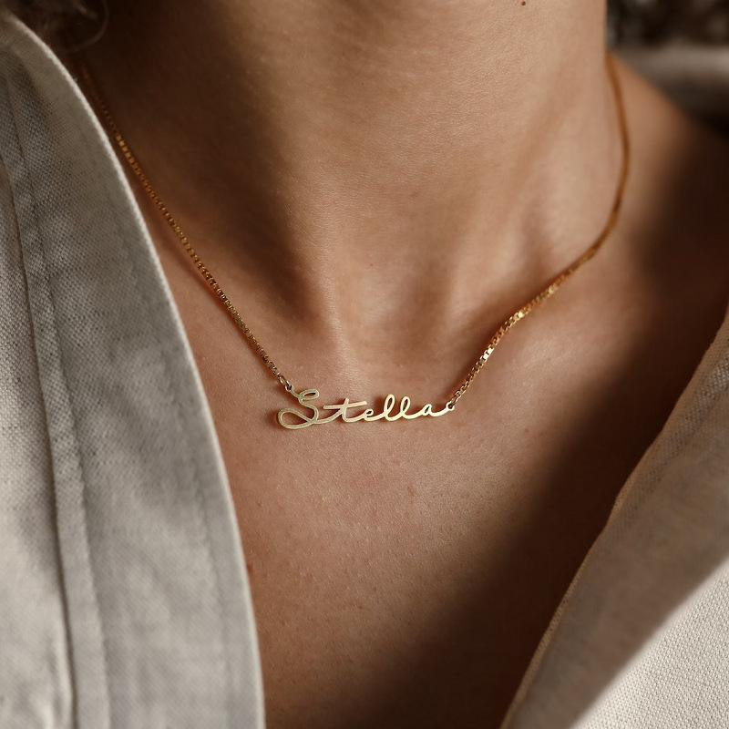 Lateefah OEM Simple Trendy Waterproof Stainless Steel Custom Name Letter First Name Necklace for Women