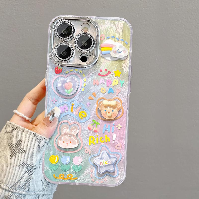 

Пигментная кукла кролика подходит для Apple 16 перьев пряжа мобильный телефон чехол Iphone15promax милый анти-падение 14 женщины 13 Redmi K40/K40 Pro