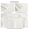 Women's Slim Fit Long Sleeve Half Open Collar T-shirt with Button Detail