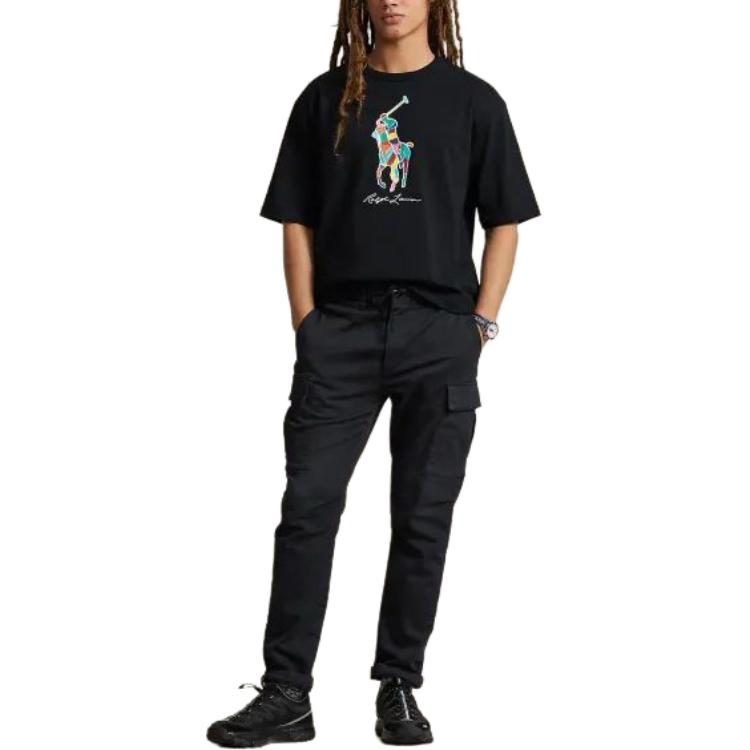 Polo Ralph Lauren Volný střih Tričko z žerzeje s velkým poníkem Pánské topy Černá MNPOTSH1N822-029