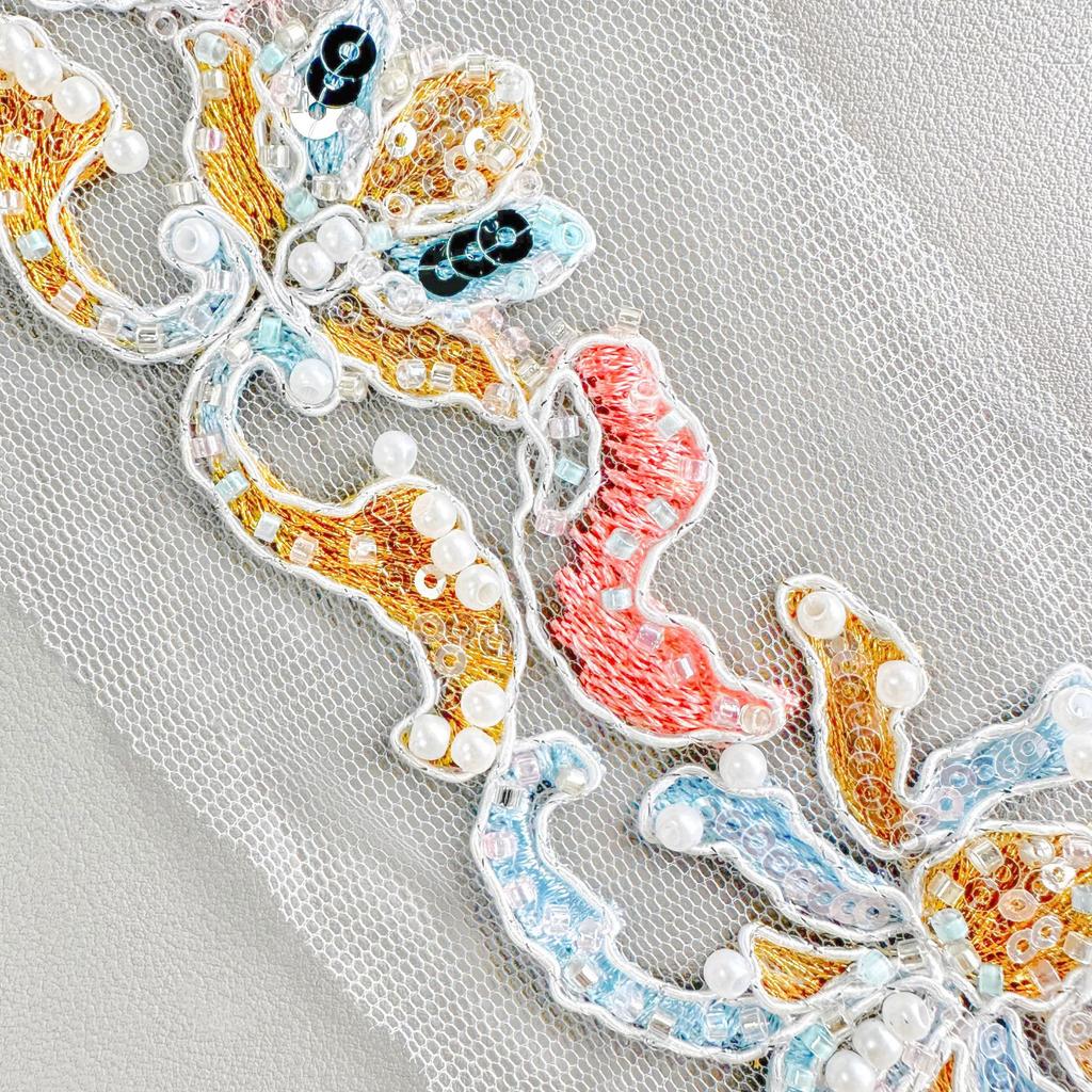 Exquisite Color Hollow Mesh Yarn Car Stock Bead Sequin Barcode Clothing Dress Hair Accessories Lace Accessories