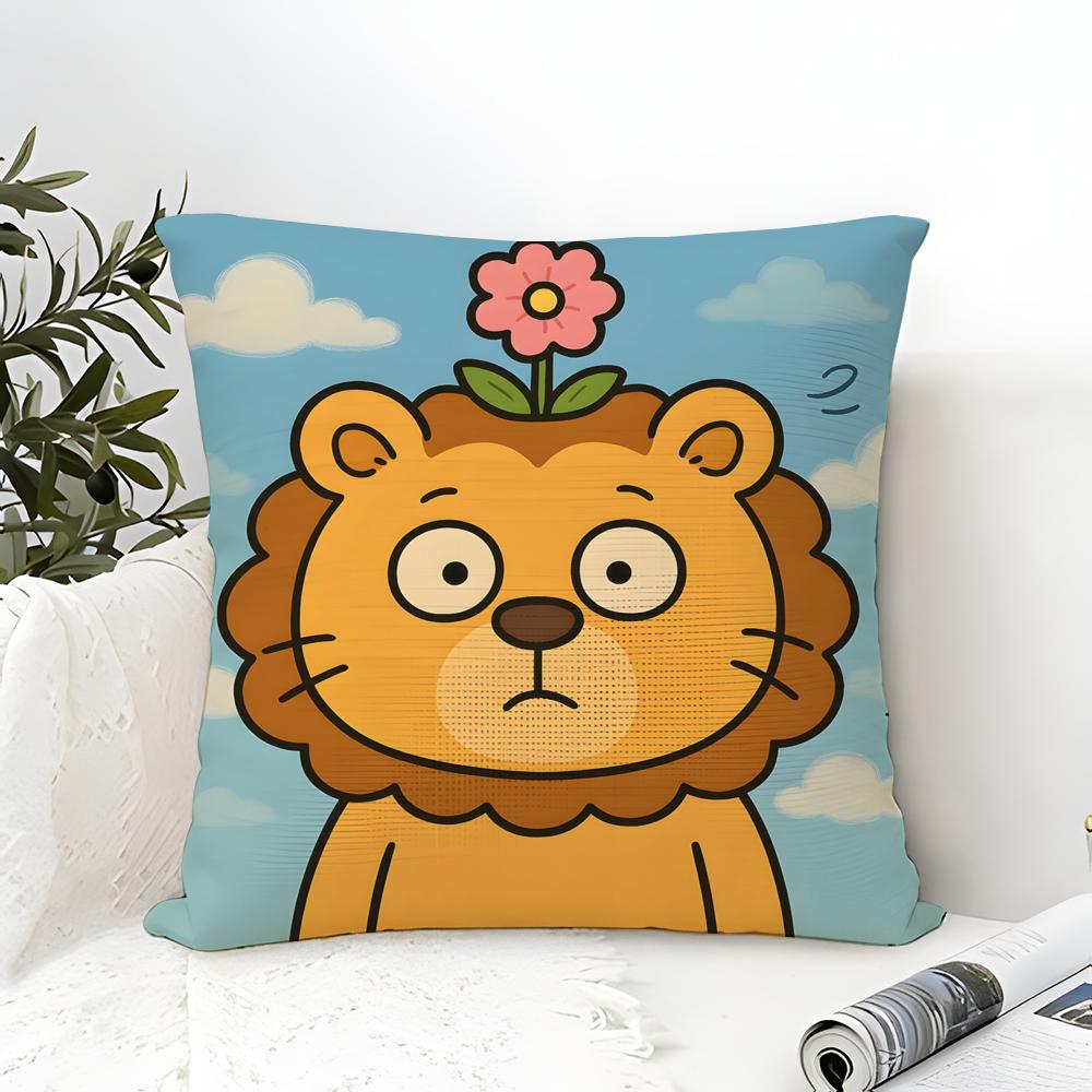 Surprised Cat Funny Party Pattern Pillow Case Cotton Linen Fabric Square Zipper Pillowcase Home Decorative Living Room