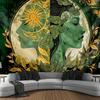 Bohemian Celestial Sun Moon Profile Tapestry Wall Hanging Goddess Nature Art Abstract Boho Room Decor Polyester Print Canvas