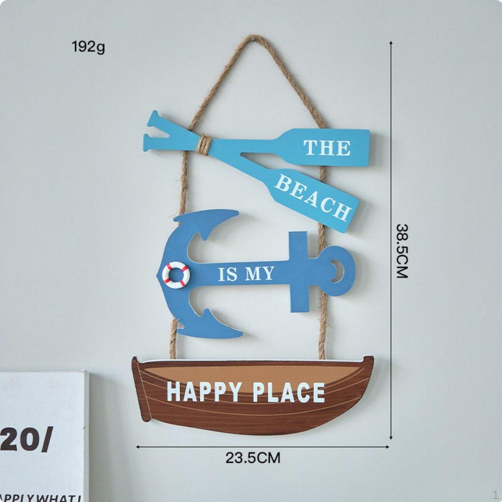 Nautical Welcome Sign Mediterranean Door Hanger Coastal Wall Decor for Restaurant, Cafe, Washroom